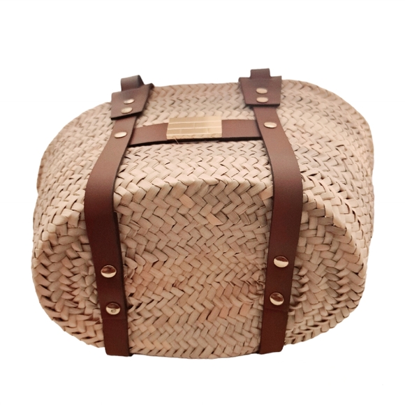 Frame Denim Bags Frame Straw Tote With Brown Leather Handles Poshmark